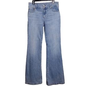 alice + olivia low rise bell bottom jeans bay blue 31